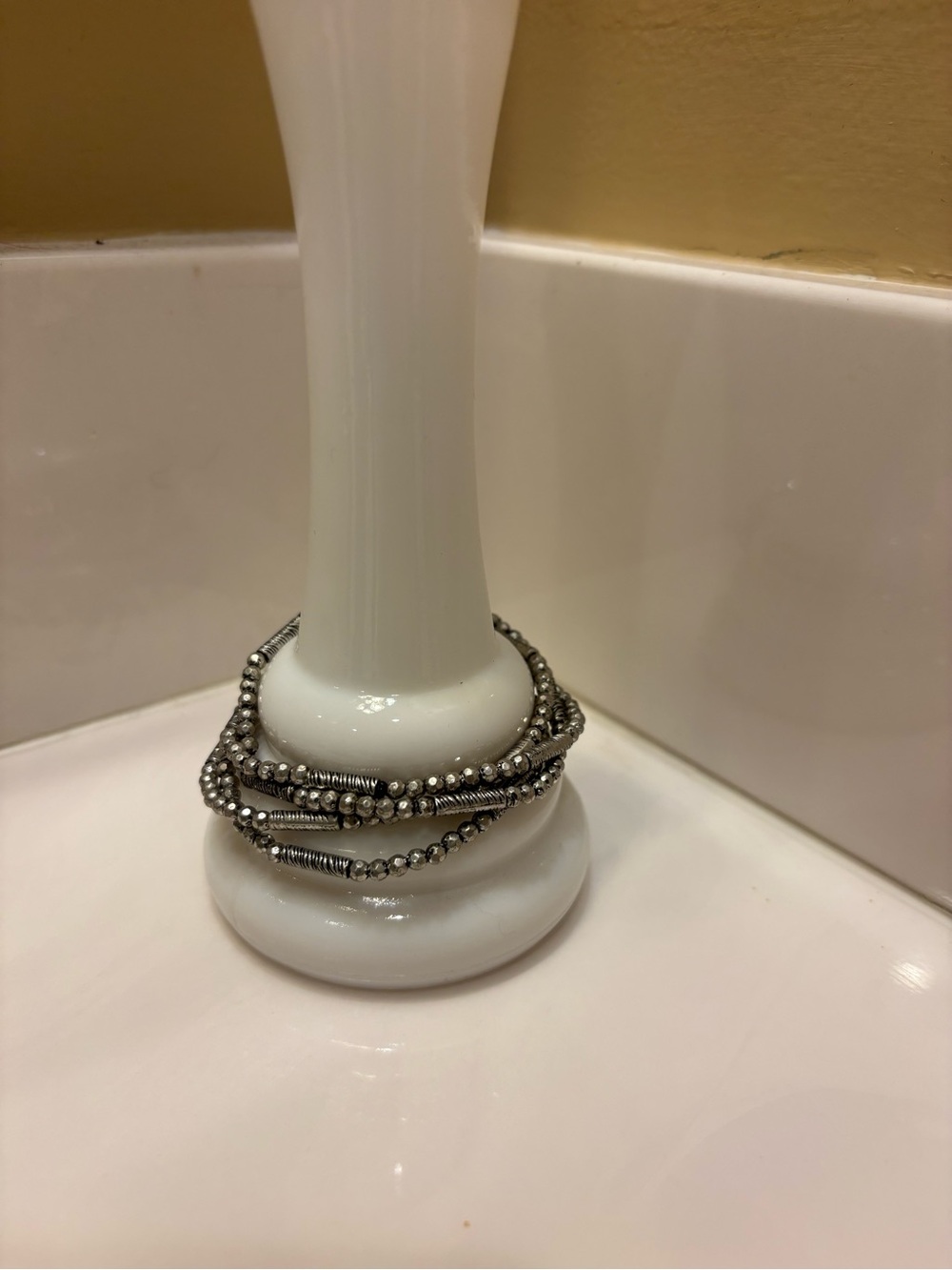 Multi-Strand Gunmetal Beaded Bracelet Stack